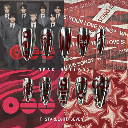 Starlight Seven Silver Chrome - Y2K Cyber Grunge Handmade Press-on Nails