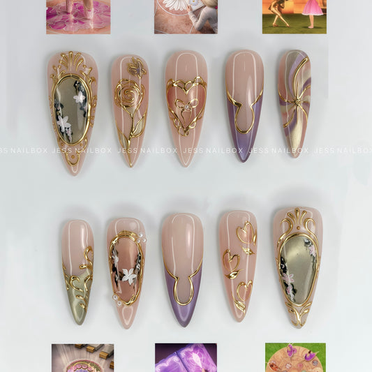 The Twelfth Waltz - Royalcore Vintage Baroque Handmade Press-on Nails